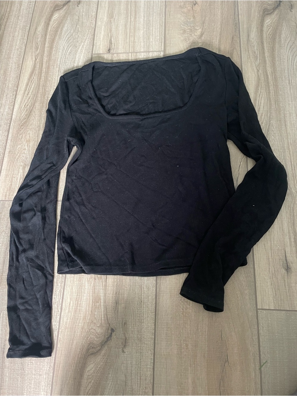 Marine Layer Black Long-Sleeve Women's Top - Square Neck Lexi Rib